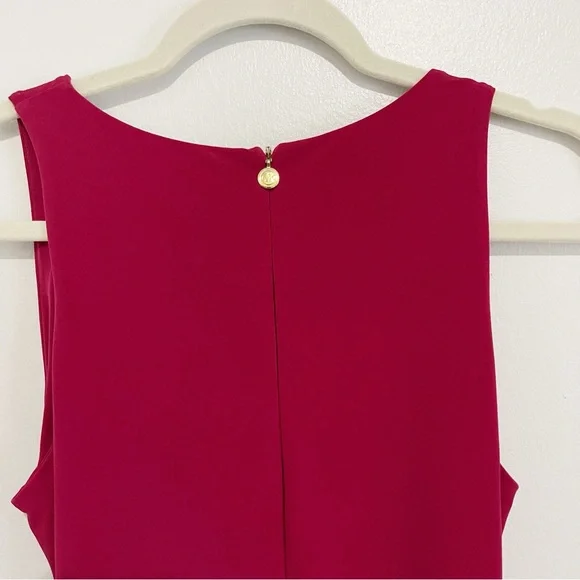 Michael Kors Cranberry Colored Jersey Ruched Sleeveless Dress Women’s Size Small - Picture 4 of 7